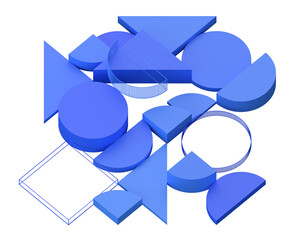 Fototapeta na wymiar Blue geometric composition, 3d render
