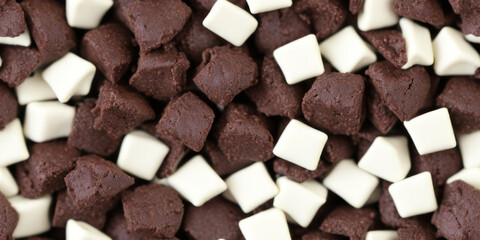 Chunky chocolate sweets seamless background texture (created with Generative AI)