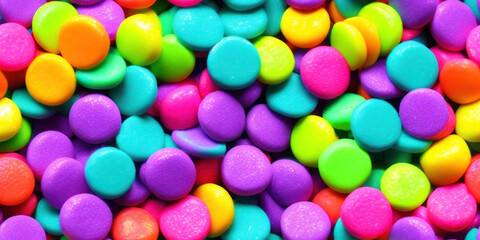 Obraz premium Colorful candies, sweets seamless background texture (created with Generative AI)