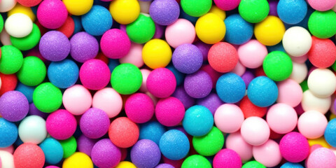 Obraz premium Rainbow candies, sweets seamless background texture (created with Generative AI)
