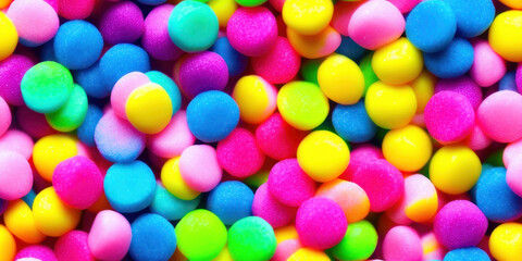 Colorful candies, sweets seamless background texture (created with Generative AI)