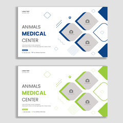 Animal medical center social media post and web banner template