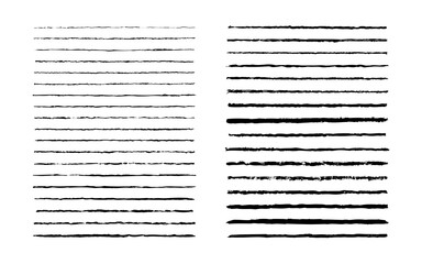 Line underline. Set strike lines black color isolated on white background. Pen stripe brush strokes. Patch pencil strips. Marker collection design. Grunge sketch thin long texture. Vector illustration