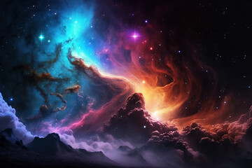 Colorful nebula background. Ai generated