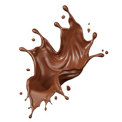 Chocolate isolated splashes wave. 3D render illustration