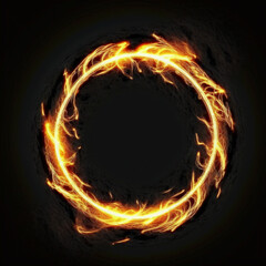 Circle of fire on a dark background. Fractal concept. AI generated