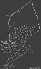 Detailed hand-drawn navigational urban street roads map of the CAPPEL BOROUGH of the German town of LIPPSTADT, Germany with vivid road lines and name tag on solid background