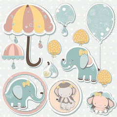 baby shower stickers for scrapbooking, generative artificial intelligence