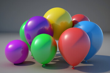 Fototapeta na wymiar Colorful balloons on a grey background 