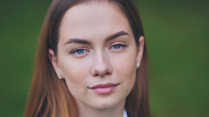 Portrait of an 18-year-old girl. Close-up of her face.