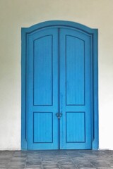 blue door with background