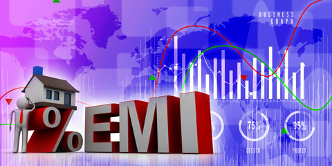 3d rendering bank loan EMI concept