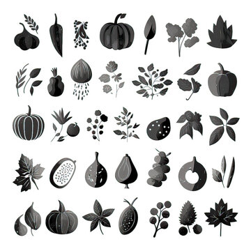 icon set black and withe, generative artificial intelligence