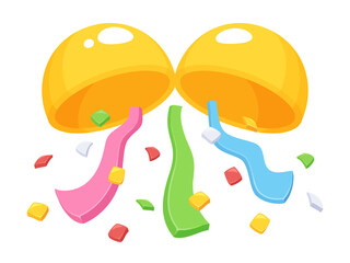 立体的なかわいいくす玉のイラスト_リボン