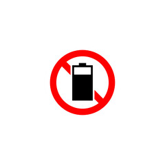 Batteries prohibited icon  isolated on white background. 