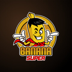 Super banana mascot logo 