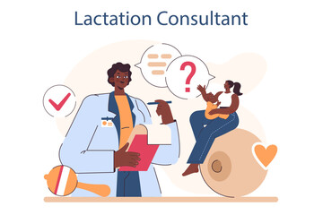 Lactation consultant. Professional help with breastfeeding and attachment - obrazy, fototapety, plakaty