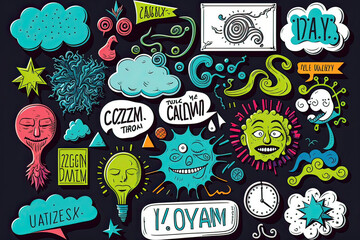  crazy doodles decoration Scrapbook Printable stickers, generative artificial intelligence