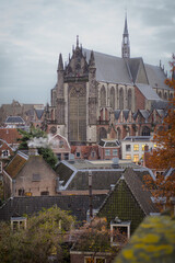View on the Leiden from Burcht van Leiden, Hooglandse church