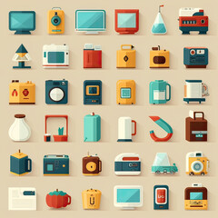  flat icons set seamless vector , generative artificial intelligence