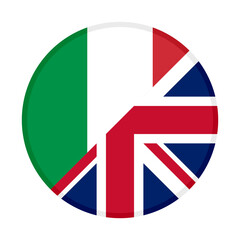 round icon of italy and united kingdom flags. vector illustration