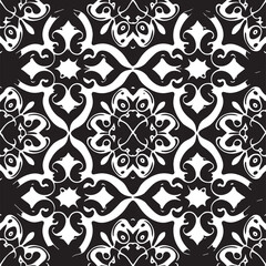 The beautiful, classic design features a symmetrical, monochrome pattern with intricate details and a simple yet elegant silhouette, all rendered in a vintage baroque style