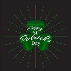 Happy St. Patrick's Day. The emblem is a leafy clover. Greeting card. Vector illustration