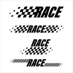 Sport race track text and flags