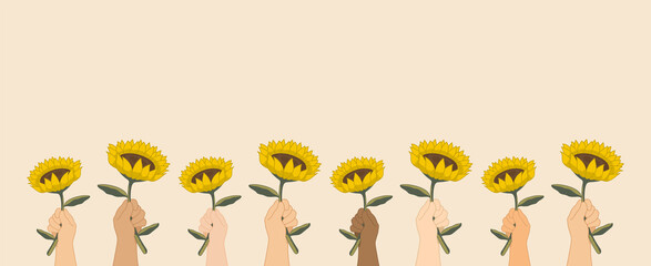 hands holding sunflower