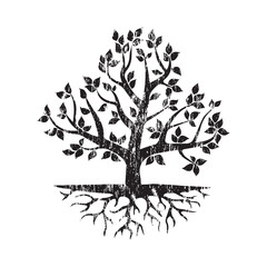 Naklejka premium Abstract black leaves tree grunge symbol
