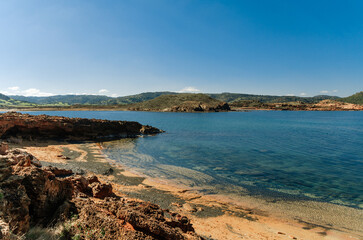 Fototapeta na wymiar Binimel-la, playa virgen del norte de Menorca 