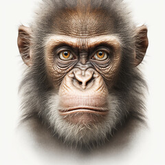 Realistic monkey portrait digital 3D illustration, generative AI.