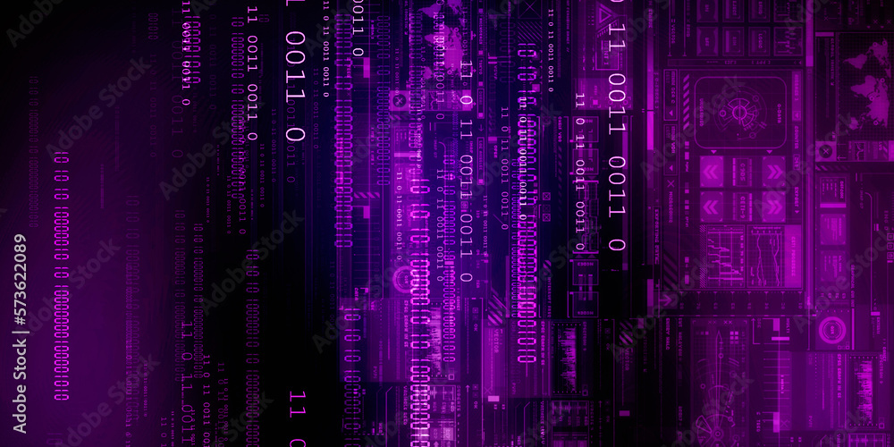 Poster 2d illustration abstract digital binary data on computer s