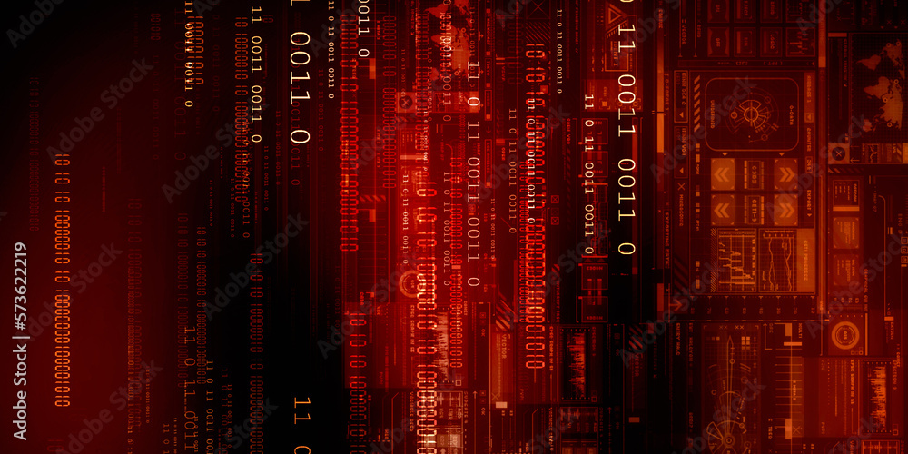 Poster 2d illustration abstract digital binary data on computer s