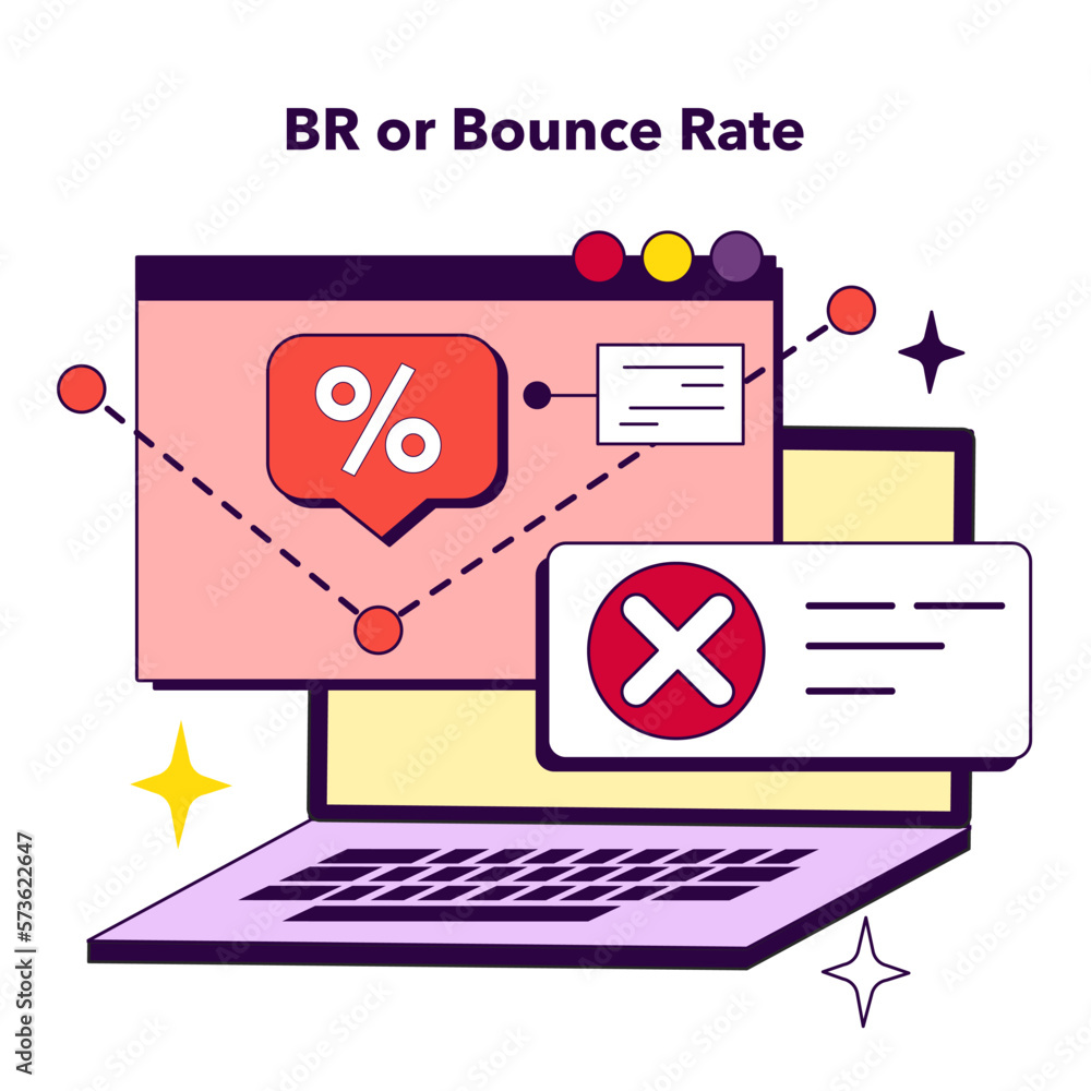 Poster br or bounce rate kpi type. indicator to measure employee efficiency