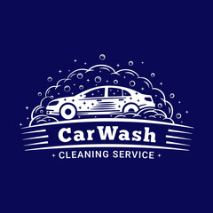 Car Wash Cleaning Service Logo Design Template. Vector Illustration. - obrazy, fototapety, plakaty