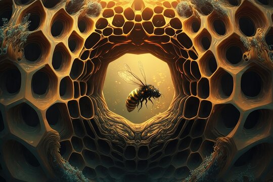 Honeycomb_environment . AI generated art illustration.