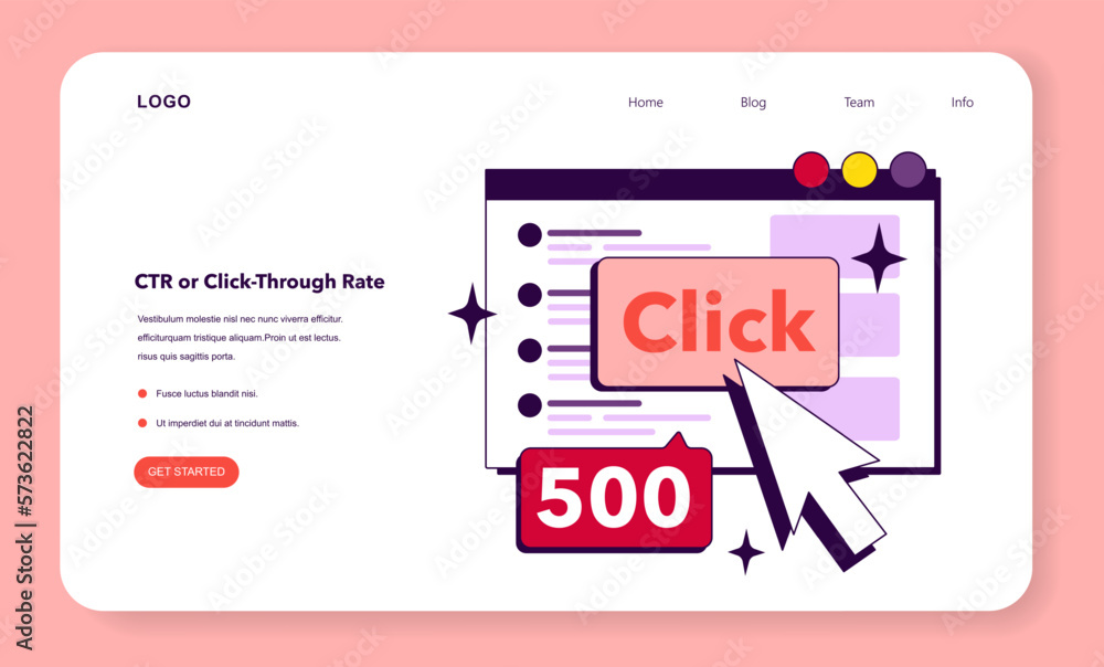 Poster ctr or click-through rate kpi type. indicator to measure employee