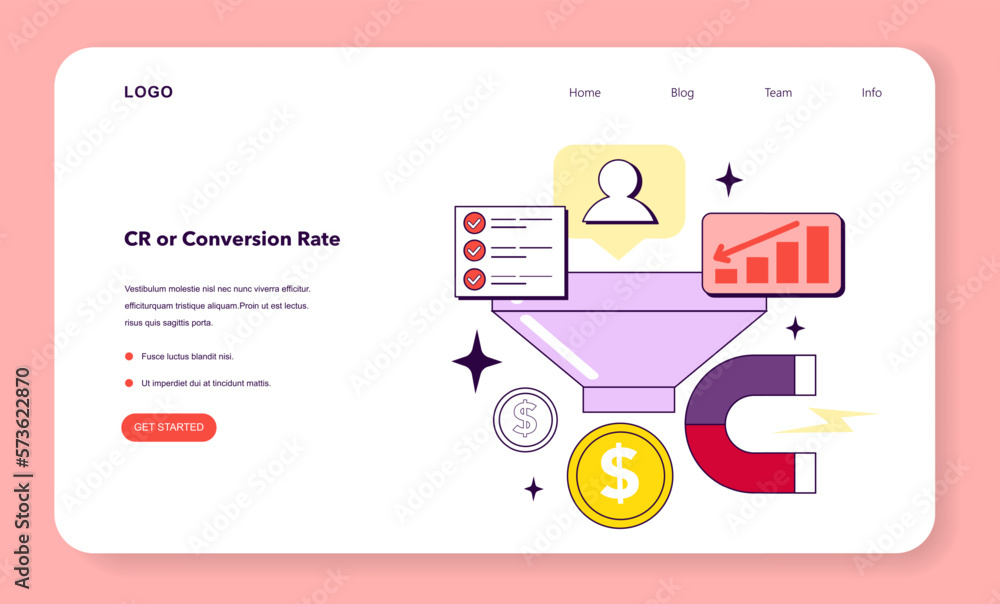 Poster cr or conversion rate kpi type. indicator to measure employee efficiency