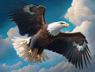 Obraz premium Powerful Bald Eagle in Flight