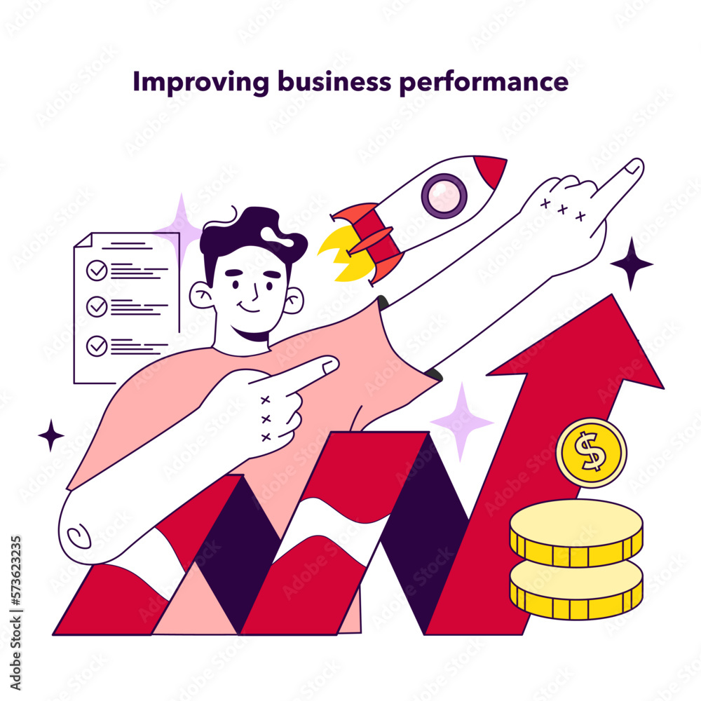Poster improving business performance indicators implementation benefit for company