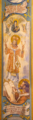 VALENCIA, SPAIN - FEBRUAR 17, 2022: The freco of St. John Chrysostom and St. Cyril of Alexandria in...
