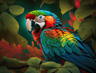 Obraz premium Colorful Macaw in the Jungle