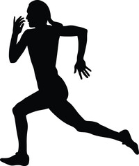 Fototapeta na wymiar female runner sprinter run black silhouette