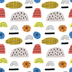 Cartoon abstract seamless pattern. Hand drawn circles