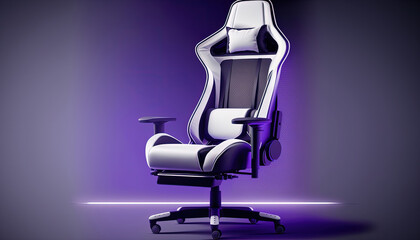 gaming chair advertisement background, copy space (created with Generative AI) - obrazy, fototapety, plakaty