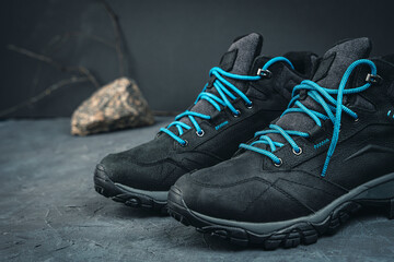 men's sports hiking boots. Leather shoes for active people.