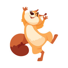 Funny Squirrel with Bushy Tail Jumping with Joy Expressing Emotion Vector Illustration