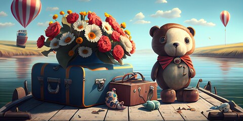 An illustration of a cute little animal waiting for its lover