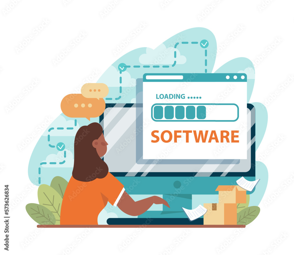 Poster programmer. black female character coding, testing and writing programs